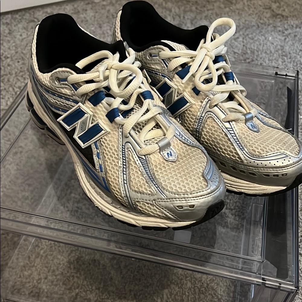 New Balance Silver and Blue Running Shoes